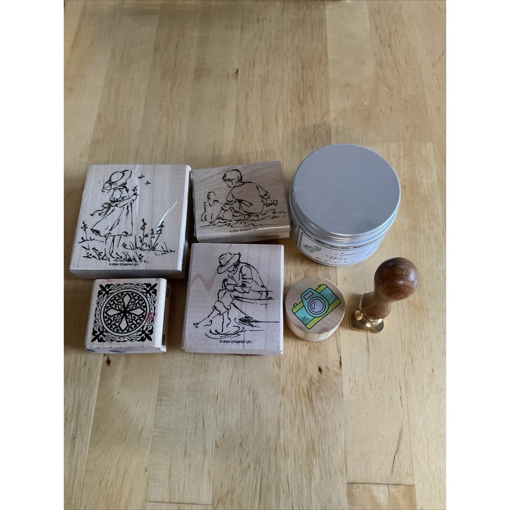 Stampin Up Summer By The Sea 2004 Rubber Stamp Set Sealing Wax Lot